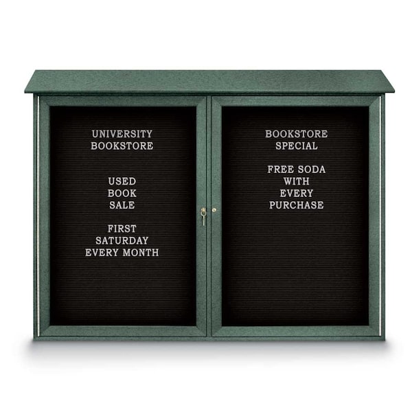 Indoor Enclosed Combo Board, 48"x36", Satin Frame/White Porc & Forbo